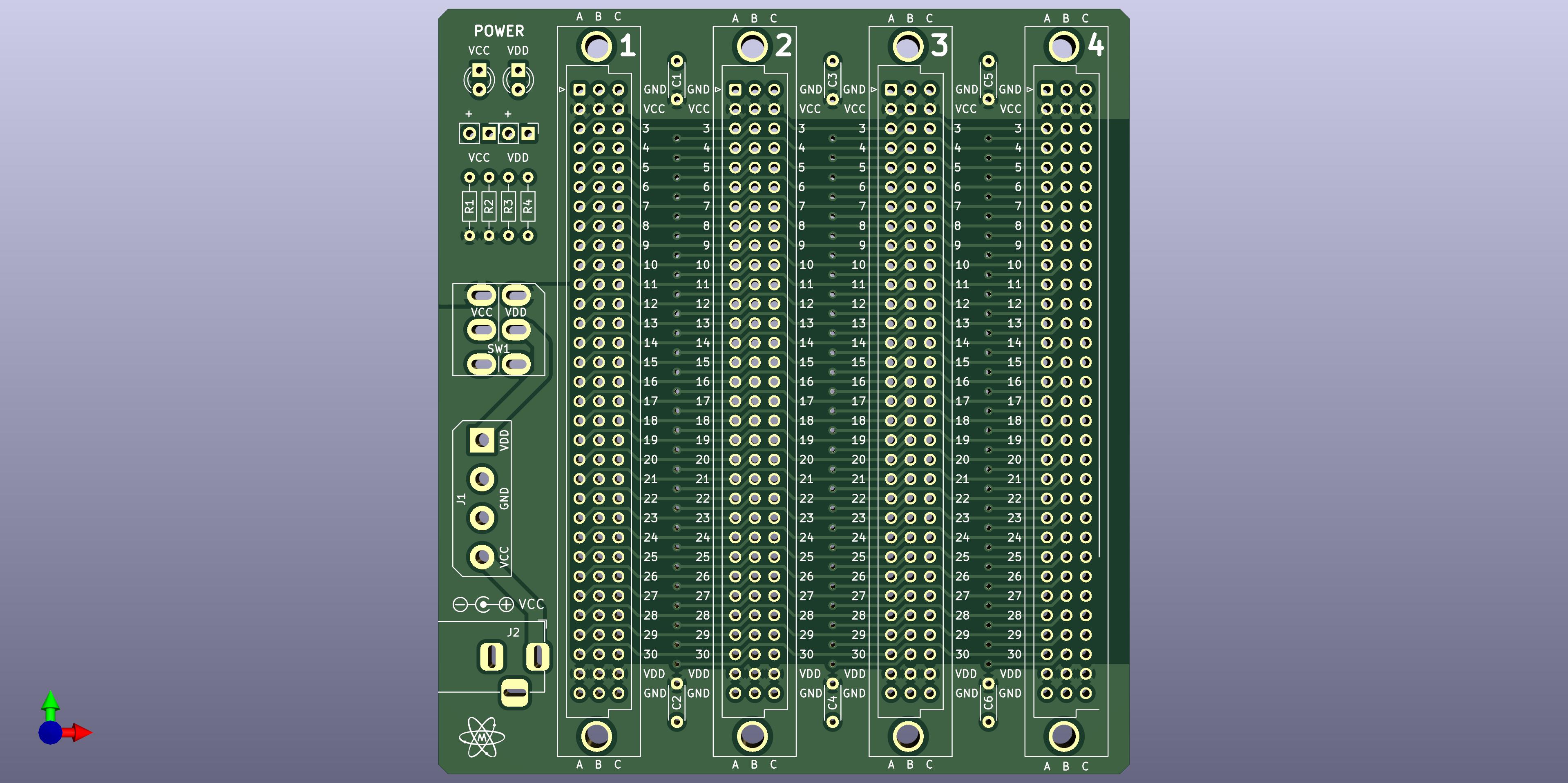 Microbus pssive backplane PCB for Eurocards DIN41612 4 slot 3U 16HP