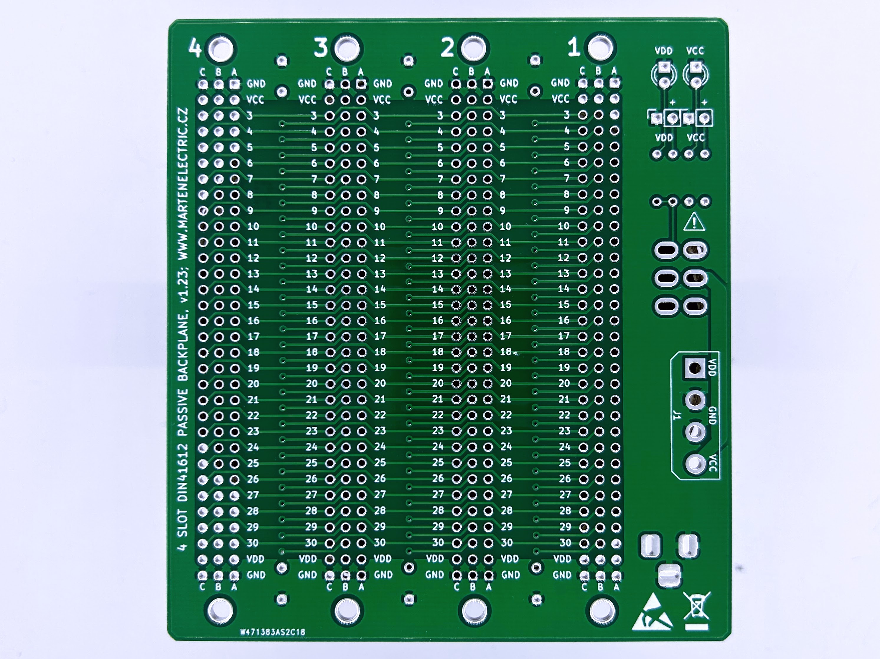 Microbus pssive backplane PCB for Eurocards DIN41612 4 slot 3U 16HP