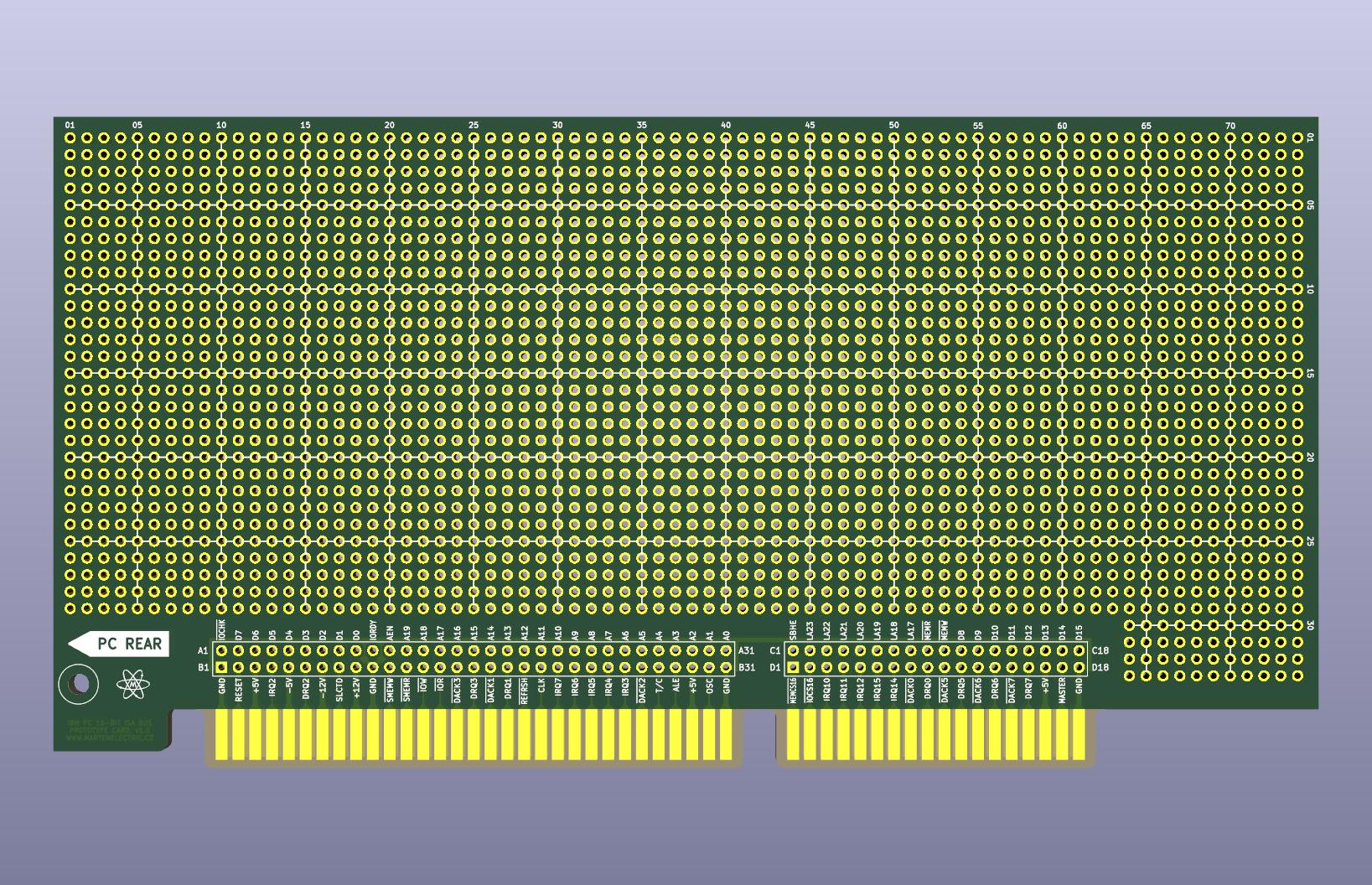 IBM PC AT 16-bit ISA Prototype PCB Card