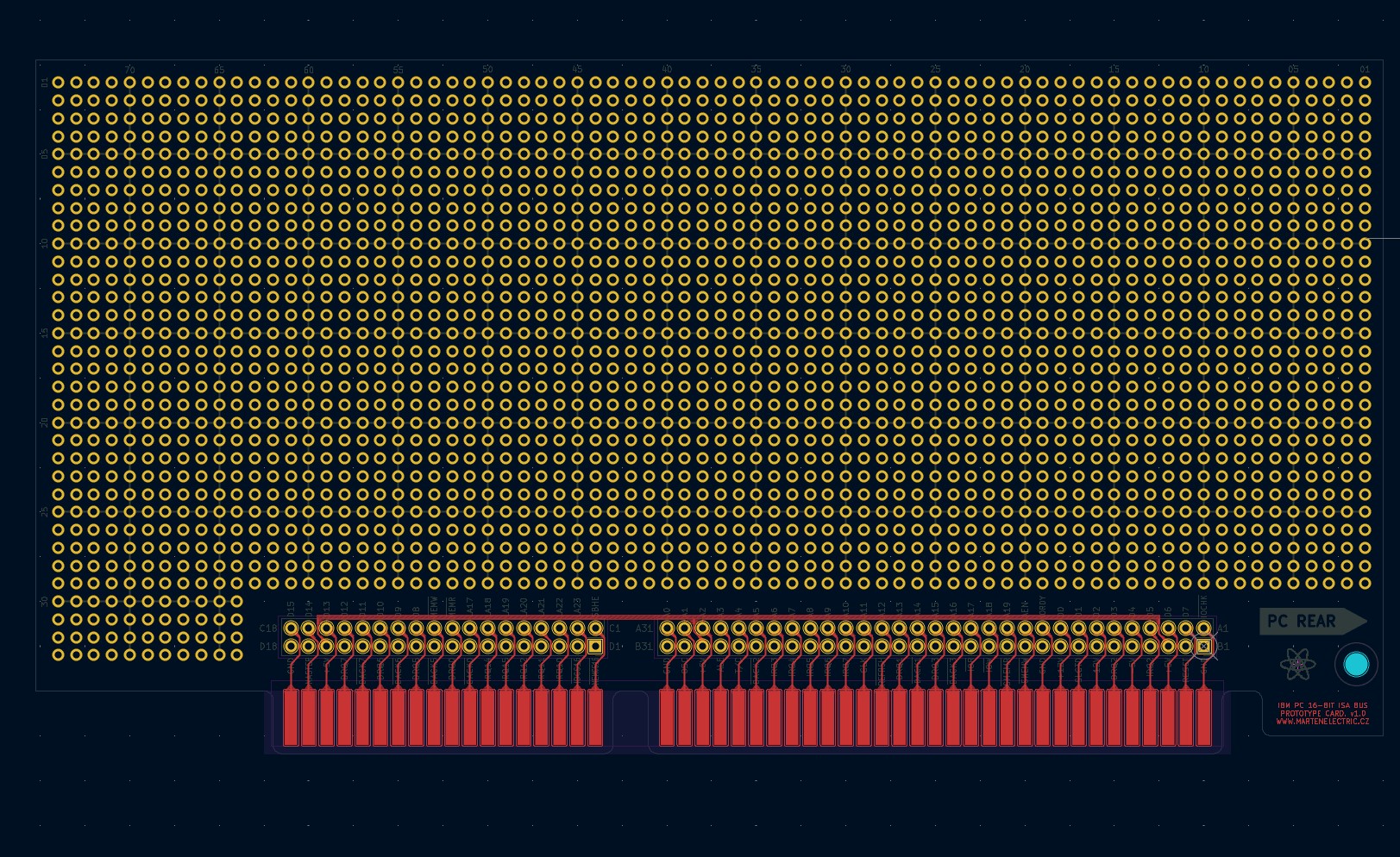 IBM PC AT 16-bit ISA Prototype PCB Card